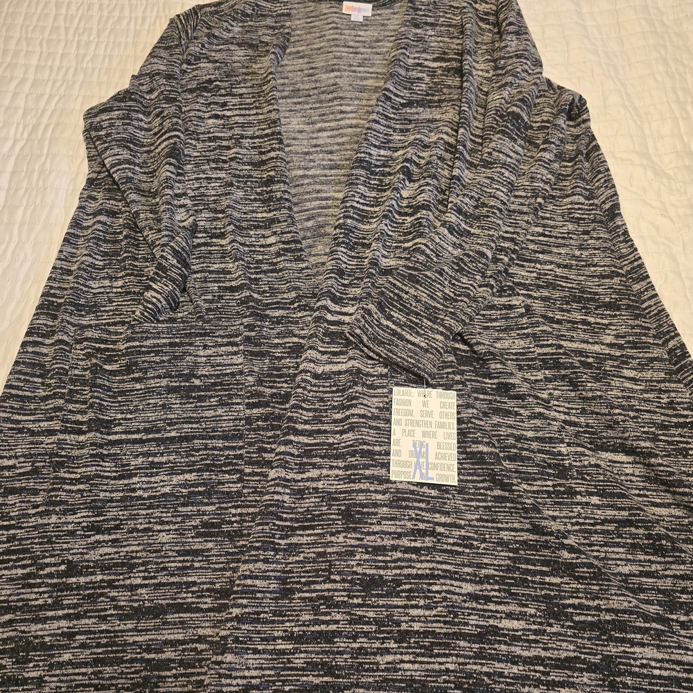 LuLaRoe Black and Gray Knit Cardigan
